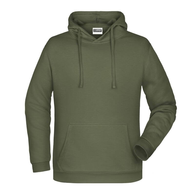 Felpa con cappuccio personalizzata stampata ricamata verde oliva