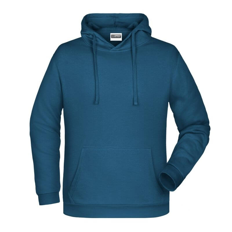 Felpa con cappuccio personalizzata stampata ricamata blu petrolio jeans