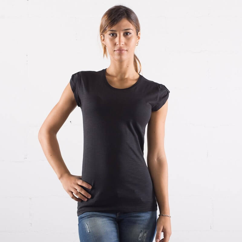 t-shirt cotone fiammato fashon personaizzata stampata alterego nera donna