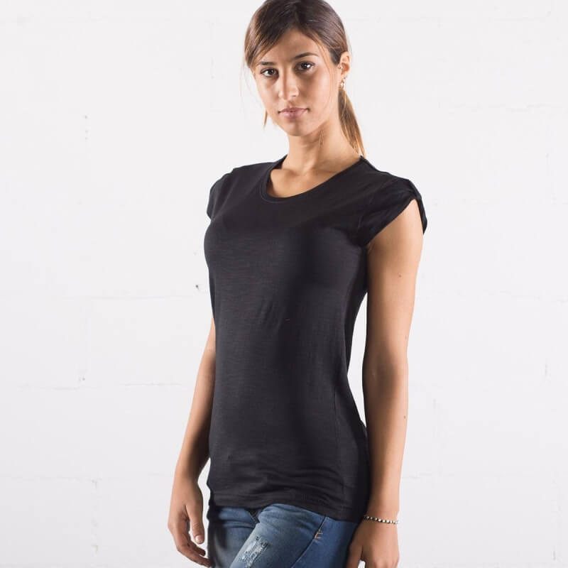 t-shirt cotone fiammato fashon personaizzata stampata alterego nera donna