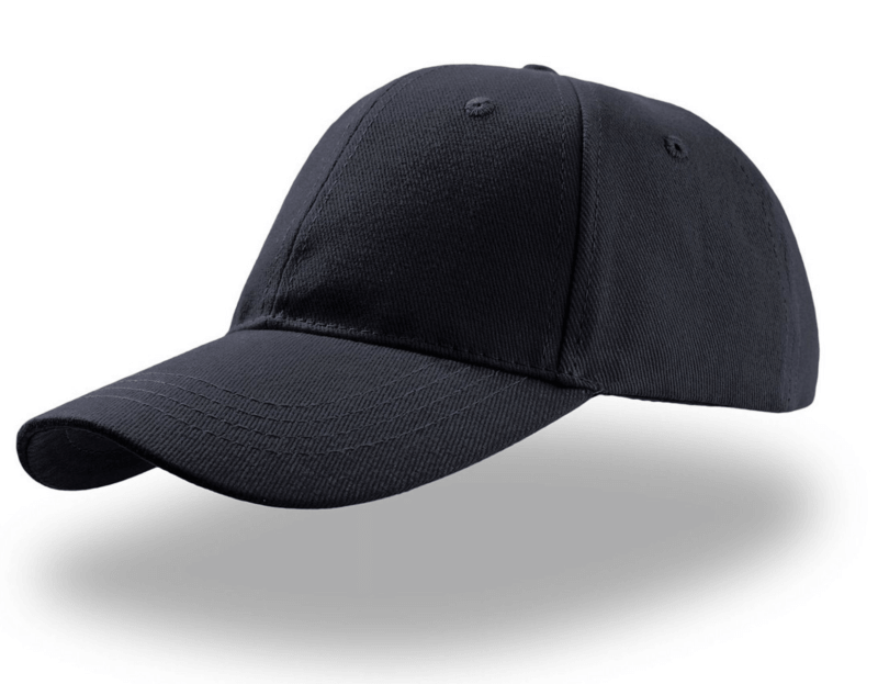 cappello blu con stampa e ricamo