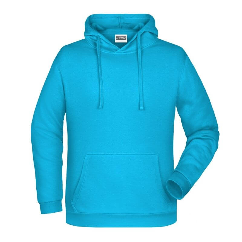 Felpa con cappuccio personalizzata stampata ricamata turchese