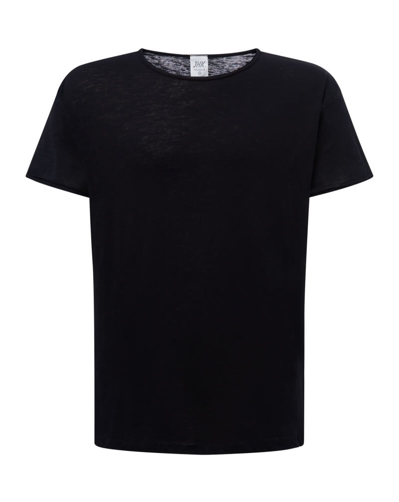 tsualb Tessuto fiammato. Collo e maniche senza finitura. 120 g/m² 100% Cotone taglio vivo nera t shirt maglietta jhk alterego personalizzata taglio vivo nera