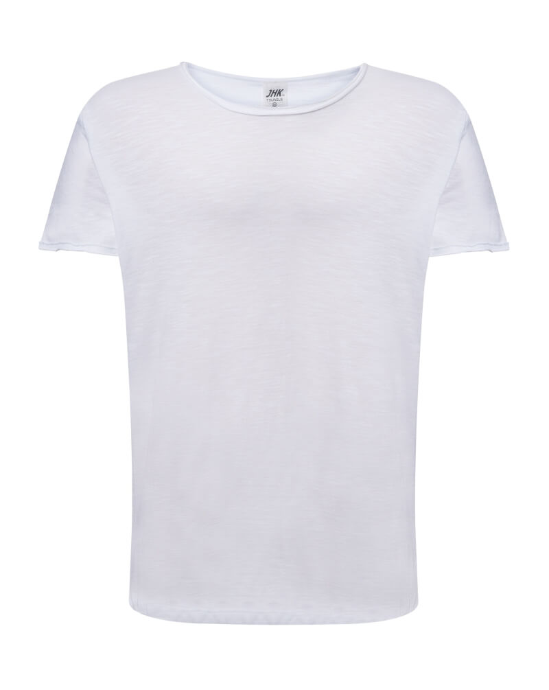 tsualb Tessuto fiammato. Collo e maniche senza finitura. 120 g/m² 100% Cotone taglio vivo nera t shirt maglietta jhk alterego personalizzata taglio vivo bianca