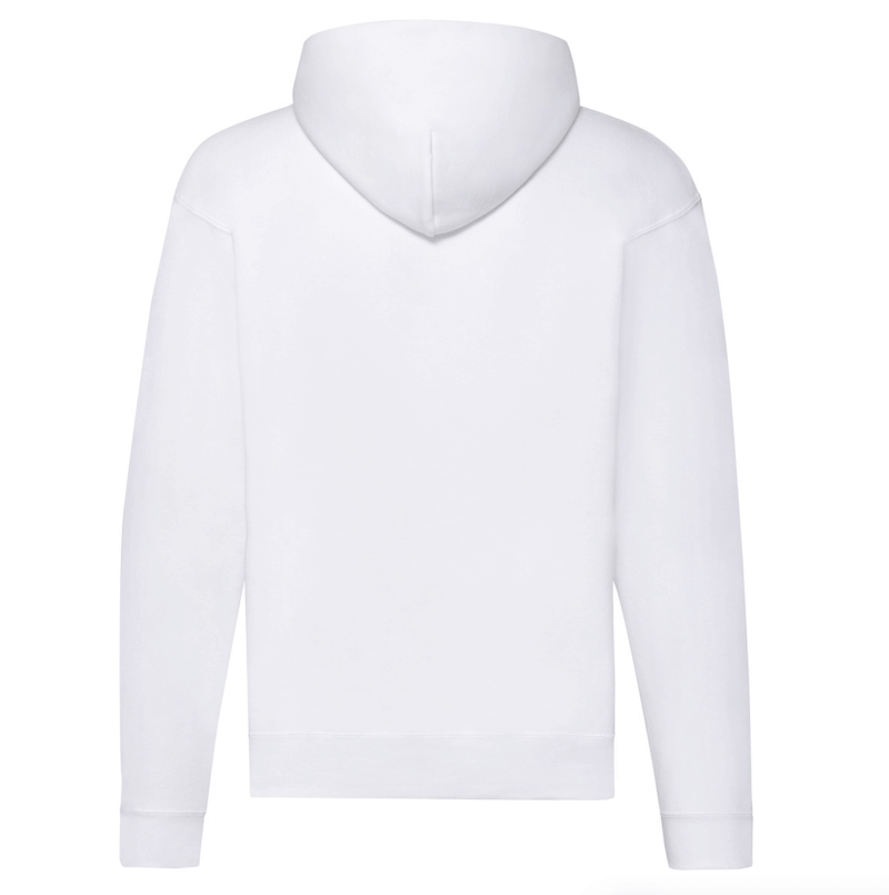 FELPE FELPA PERSONALIZZATA ZIP E CAPPUCCIO RIVENDITORI DISTRIBUTORI INGROSSO FORNITORI FRUIT OF THE LOOM ALTEREGO CUSTOM SHOP CON STAMPA BIANCA
