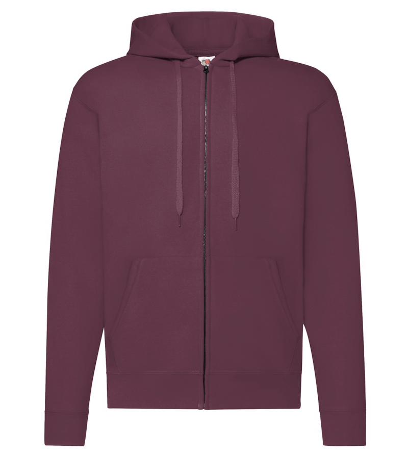 FELPE FELPA PERSONALIZZATA ZIP E CAPPUCCIO RIVENDITORI DISTRIBUTORI INGROSSO FORNITORI FRUIT OF THE LOOM ALTEREGO CUSTOM SHOP CON STAMPA Bordeaux wine