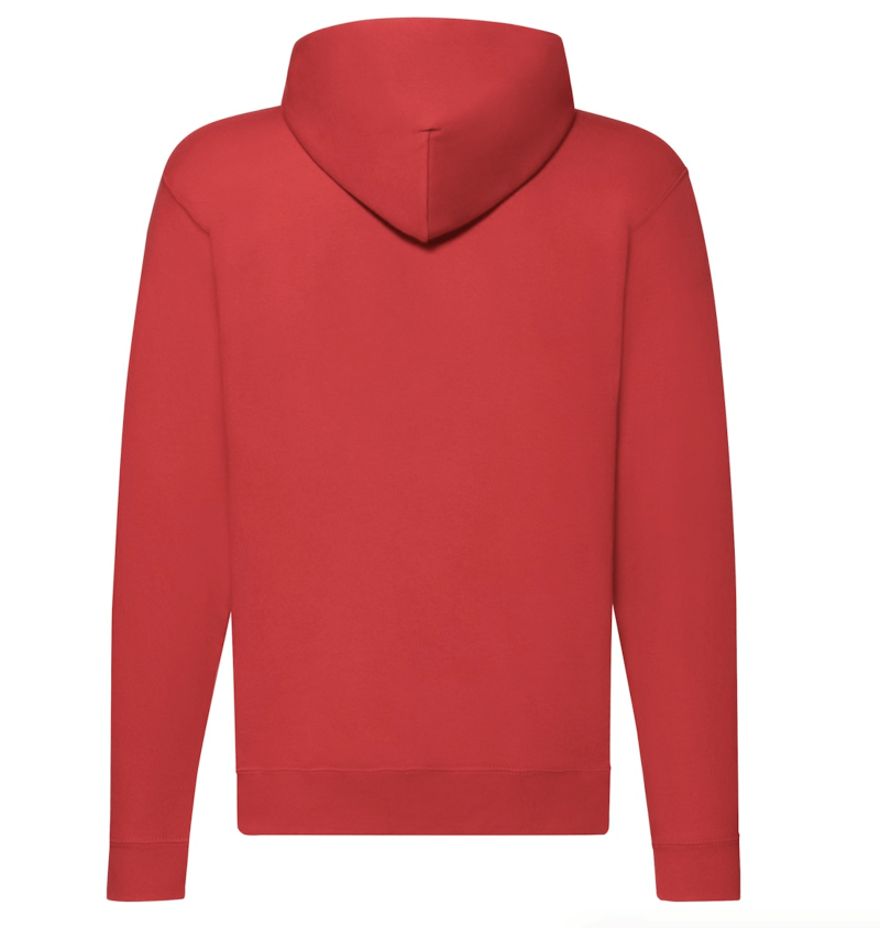 FELPE FELPA PERSONALIZZATA ZIP E CAPPUCCIO RIVENDITORI DISTRIBUTORI INGROSSO FORNITORI FRUIT OF THE LOOM ALTEREGO CUSTOM SHOP CON STAMPA Rossa
