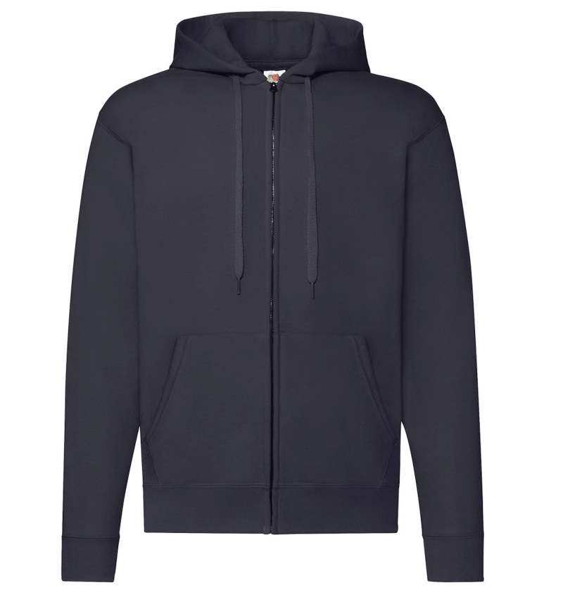 FELPE FELPA PERSONALIZZATA ZIP E CAPPUCCIO RIVENDITORI DISTRIBUTORI INGROSSO FORNITORI FRUIT OF THE LOOM ALTEREGO CUSTOM SHOP CON STAMPA Blu Navy