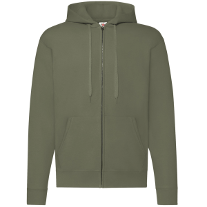 FELPE FELPA PERSONALIZZATA ZIP E CAPPUCCIO RIVENDITORI DISTRIBUTORI INGROSSO FORNITORI FRUIT OF THE LOOM ALTEREGO CUSTOM SHOP CON STAMPA Verde Oliva Militare