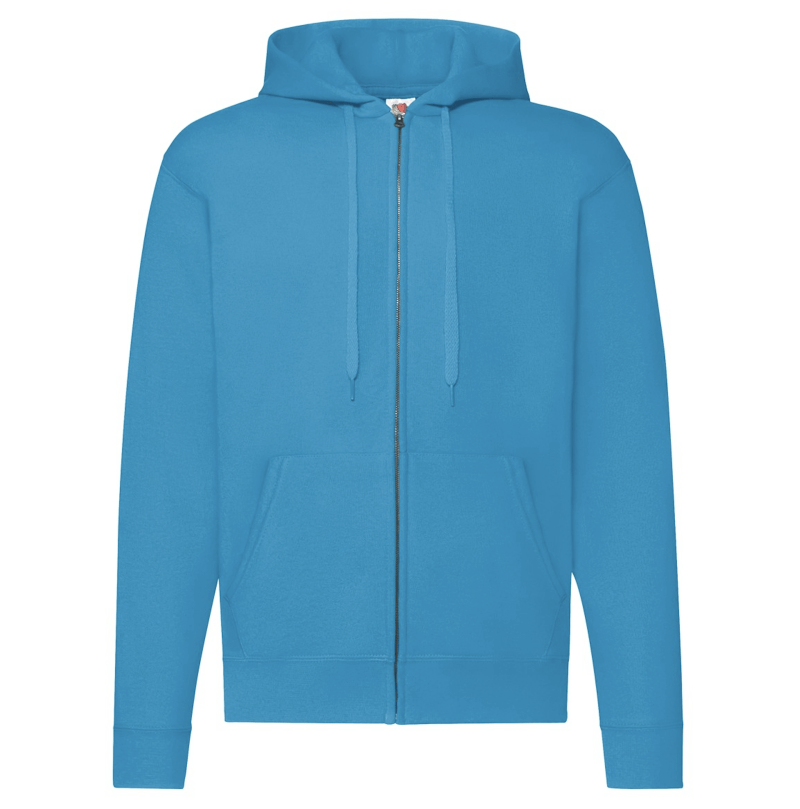 FELPE FELPA PERSONALIZZATA ZIP E CAPPUCCIO RIVENDITORI DISTRIBUTORI INGROSSO FORNITORI FRUIT OF THE LOOM ALTEREGO CUSTOM SHOP CON STAMPA celeste turchese