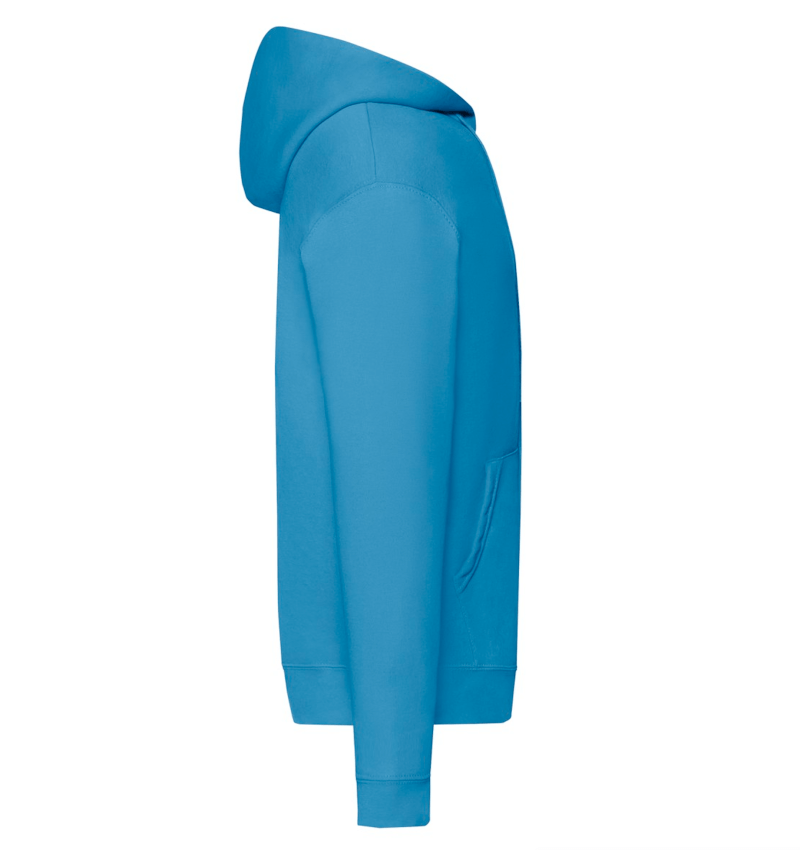 FELPE FELPA PERSONALIZZATA ZIP E CAPPUCCIO RIVENDITORI DISTRIBUTORI INGROSSO FORNITORI FRUIT OF THE LOOM ALTEREGO CUSTOM SHOP CON STAMPA celeste turchese