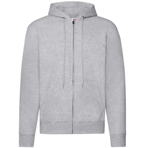FELPE FELPA PERSONALIZZATA ZIP E CAPPUCCIO RIVENDITORI DISTRIBUTORI INGROSSO FORNITORI FRUIT OF THE LOOM ALTEREGO CUSTOM SHOP CON STAMPA Grigio Chiaro