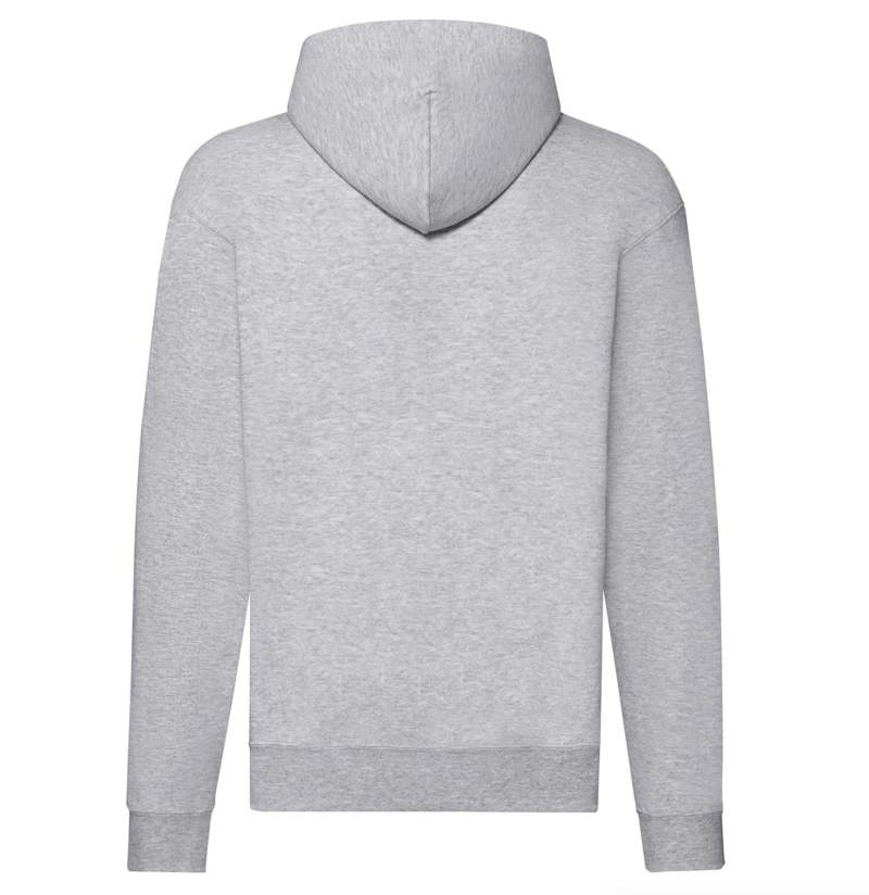 FELPE FELPA PERSONALIZZATA ZIP E CAPPUCCIO RIVENDITORI DISTRIBUTORI INGROSSO FORNITORI FRUIT OF THE LOOM ALTEREGO CUSTOM SHOP CON STAMPA Grigio Chiaro