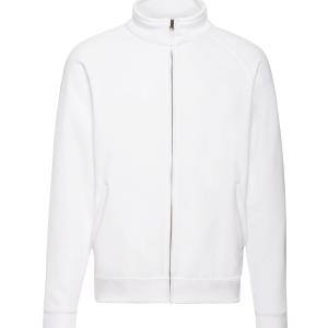 FELPE FELPA PERSONALIZZATA ZIP senza cappuccio RIVENDITORI DISTRIBUTORI INGROSSO FORNITORI FRUIT OF THE LOOM ALTEREGO CUSTOM SHOP CON STAMPA personalizzata Bianca