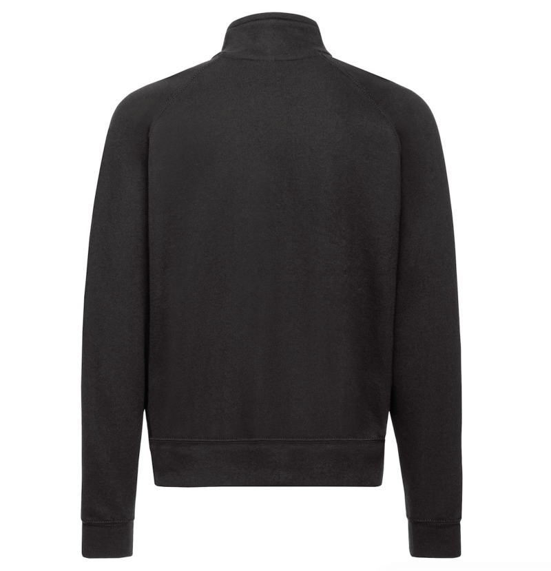 FELPE FELPA PERSONALIZZATA ZIP senza cappuccio RIVENDITORI DISTRIBUTORI INGROSSO FORNITORI FRUIT OF THE LOOM ALTEREGO CUSTOM SHOP CON STAMPA personalizzata Nera
