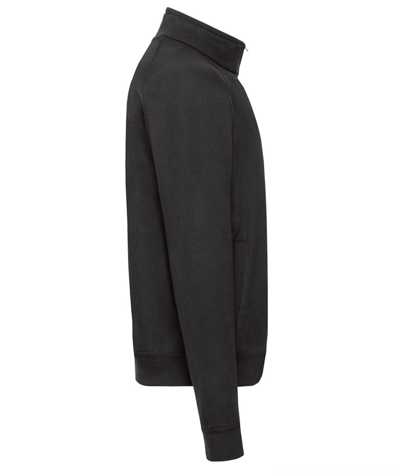 FELPE FELPA PERSONALIZZATA ZIP senza cappuccio RIVENDITORI DISTRIBUTORI INGROSSO FORNITORI FRUIT OF THE LOOM ALTEREGO CUSTOM SHOP CON STAMPA personalizzata Nera