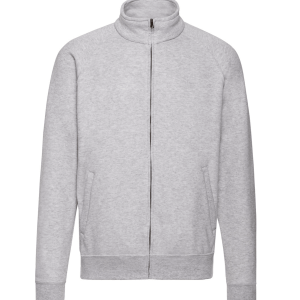 FELPE FELPA PERSONALIZZATA ZIP senza cappuccio RIVENDITORI DISTRIBUTORI INGROSSO FORNITORI FRUIT OF THE LOOM ALTEREGO CUSTOM SHOP CON STAMPA personalizzata Grigio chiaro