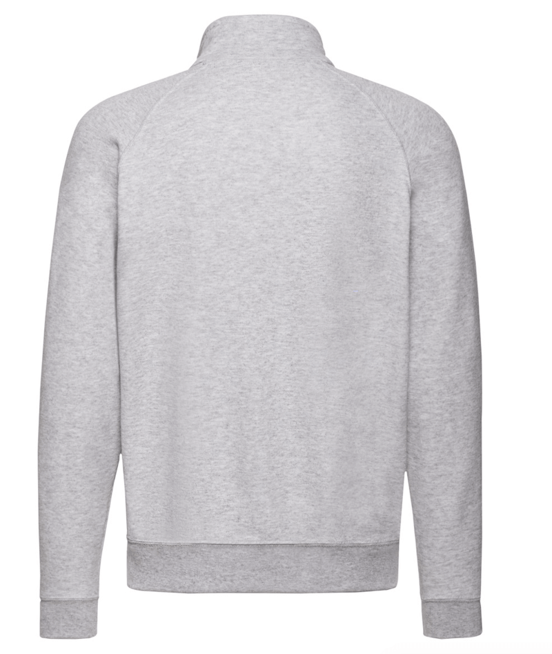 FELPE FELPA PERSONALIZZATA ZIP senza cappuccio RIVENDITORI DISTRIBUTORI INGROSSO FORNITORI FRUIT OF THE LOOM ALTEREGO CUSTOM SHOP CON STAMPA personalizzata Grigio chiaro