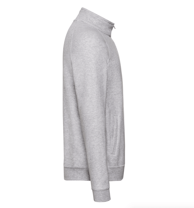 FELPE FELPA PERSONALIZZATA ZIP senza cappuccio RIVENDITORI DISTRIBUTORI INGROSSO FORNITORI FRUIT OF THE LOOM ALTEREGO CUSTOM SHOP CON STAMPA personalizzata Grigio chiaro