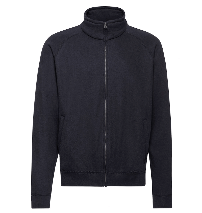 FELPE FELPA PERSONALIZZATA ZIP senza cappuccio RIVENDITORI DISTRIBUTORI INGROSSO FORNITORI FRUIT OF THE LOOM ALTEREGO CUSTOM SHOP CON STAMPA personalizzata Blu Navy Blu scuro