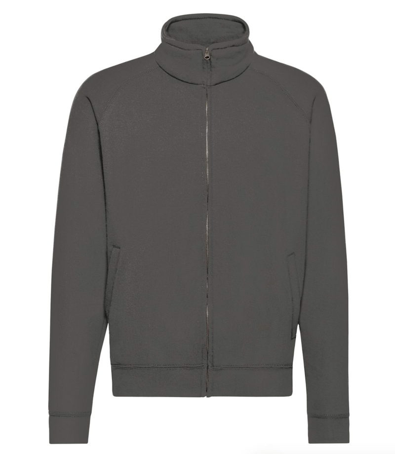 FELPE FELPA PERSONALIZZATA ZIP senza cappuccio RIVENDITORI DISTRIBUTORI INGROSSO FORNITORI FRUIT OF THE LOOM ALTEREGO CUSTOM SHOP CON STAMPA personalizzata Grigio Grigia Scuro Scura