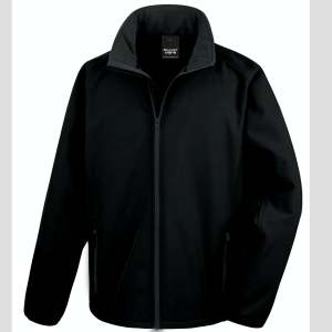 GIUBBINO SOFTSHELL nera Giacca giacche giubbini giubbino ricamate ricamo logo stampate stampa personalizzate in softshell a due strati con interno in micropile, antivento e traspirante, zip intera con protezione per il mento, 2 tasche laterali con zip, polsini elasticizzati, offerta promozione