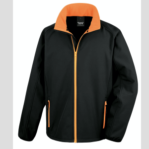 GIUBBINO SOFTSHELL arancio arancione nera Giacca giacche giubbini giubbino ricamate ricamo logo stampate stampa personalizzate in softshell a due strati con interno in micropile, antivento e traspirante, zip intera con protezione per il mento, 2 tasche laterali con zip, polsini elasticizzati, offerta promozione
