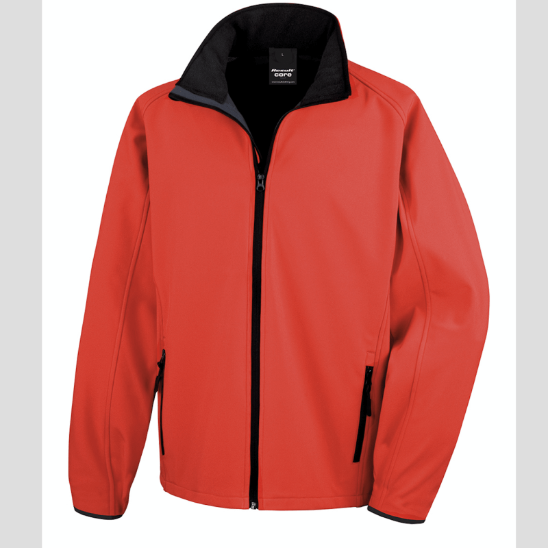 GIUBBINO SOFTSHELL rosso Giacca giacche giubbini giubbino ricamate ricamo logo stampate stampa personalizzate in softshell a due strati con interno in micropile, antivento e traspirante, zip intera con protezione per il mento, 2 tasche laterali con zip, polsini elasticizzati, offerta promozione
