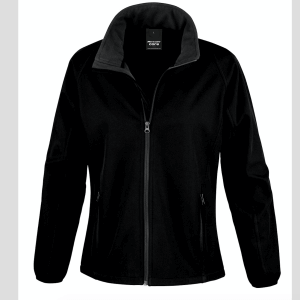 nero nera bianca Giacca giacche giubbini giubbino ricamate ricamo logo stampate stampa personalizzate in softshell a due strati con interno in micropile, antivento e traspirante, zip intera con protezione per il mento, 2 tasche laterali con zip, polsini elasticizzati, offerta promozione