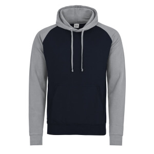 felpa bicolore blu navy grigio cappuccio personalizzabile
