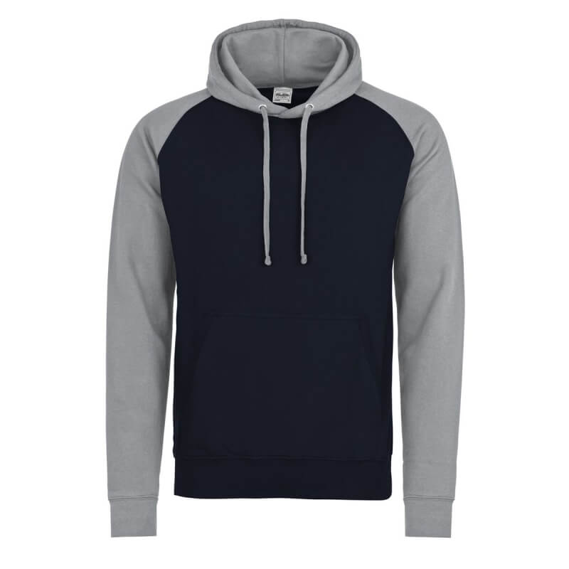 felpa bicolore blu navy grigio cappuccio personalizzabile
