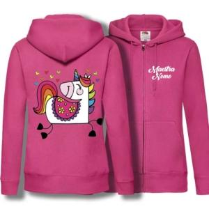 felpa zip e cappuccio fucsia