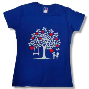t-shirt blu royal albero della vita personalizzata su lato cuore .jpg