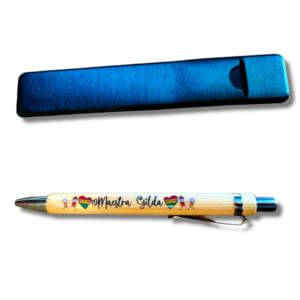 Penna Regalo Maestra Personalizzata arcobaleno ecosostenibile bamboo