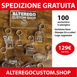 100 portachiavi in plexiglass personalizzati incisione laser o stampa UV