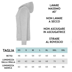 guida alle taglie maestra felpa