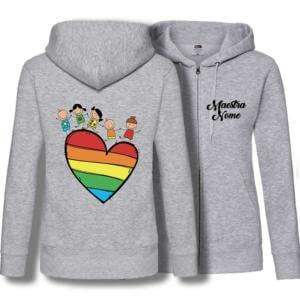 felpa da maestra cuore arcobaleno grigio