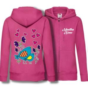 felpa da maestra fucsia con logo