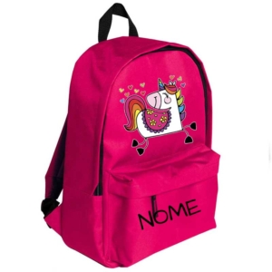 zaino personalizzato unicorno fucsia