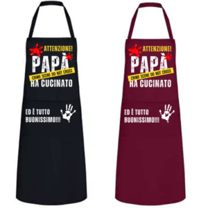 Grembiule personalizzato per papà che cucinano con passione e caos. Regalo originale con nome e spedizione gratuita