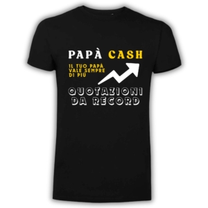 T-shirt Papà Cash nera con stampa Quotazioni da Record