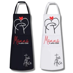 Grembiule personalizzato festa della mamma mamma ti amo con omino cuore