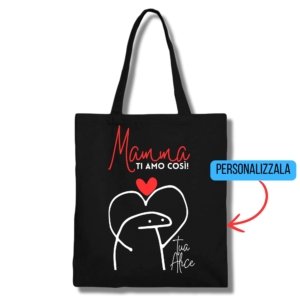 Shopper personalizzata festa della mamma con omino cuore nera