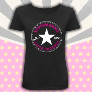 T-shirt personalizzata SuperMamma – la tua Star, idea regalo per la Festa della Mamma colore nero