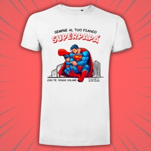 T-shirt SuperPapà personalizzata con nome – Maglietta per la Festa del Papà, disponibile in nero, bianco e blu